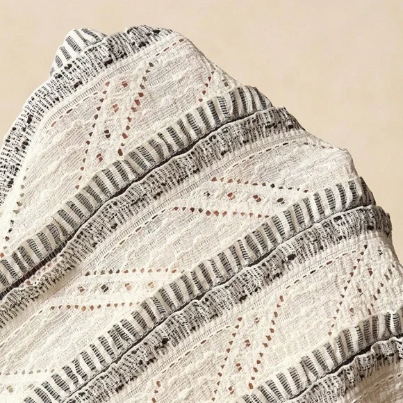 Boho Color Block Lace Button Down Fitted Long Sleeve Top - Picture 5 of 6